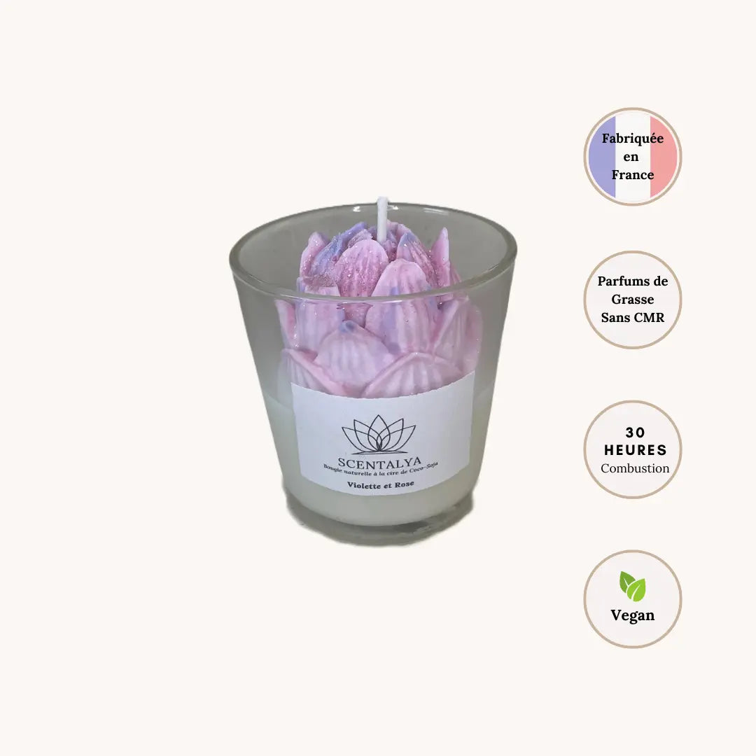 Bougie Fleurie - Violette et rose 170ml Scentalya