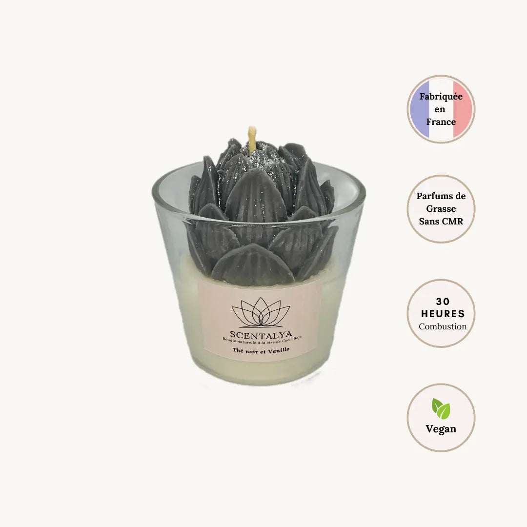 Bougie Les Fleuries - Thé noir Vanille 170ml Scentalya
