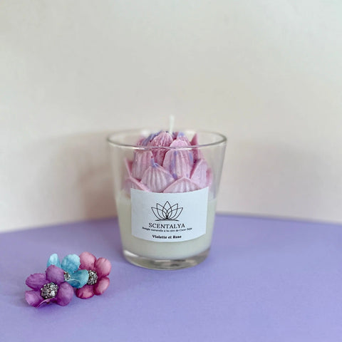 Bougie Fleurie - Violette et rose 170ml Scentalya