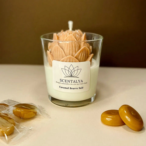 Bougie Les Fleuries - Caramel Beurre Salé 170ml Scentalya