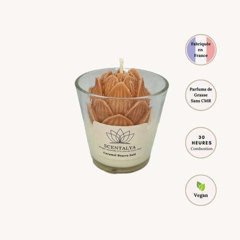 Bougie Les Fleuries - Caramel Beurre Salé 170ml Scentalya