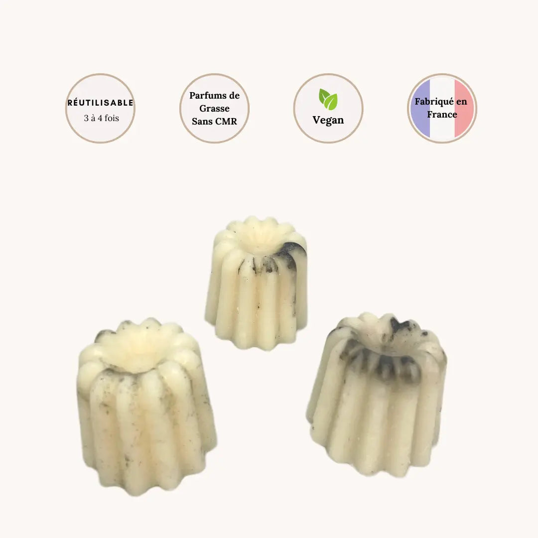 Lot de 3 Fondants Cannelés parfumés Thé noir Vanille Scentalya