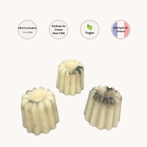 Lot de 3 Fondants Cannelés parfumés Thé noir Vanille Scentalya