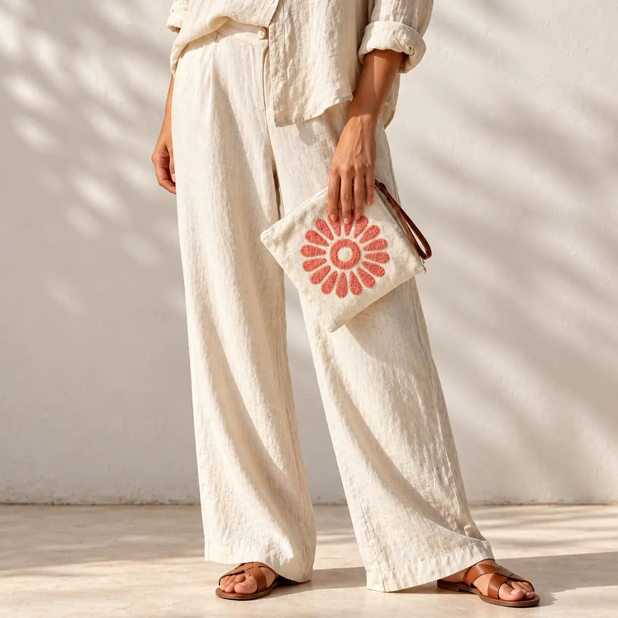 Pochette artisanale – Fleur Pêche