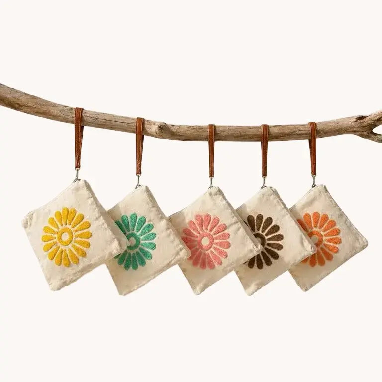 Pochette artisanale – Fleur Pêche